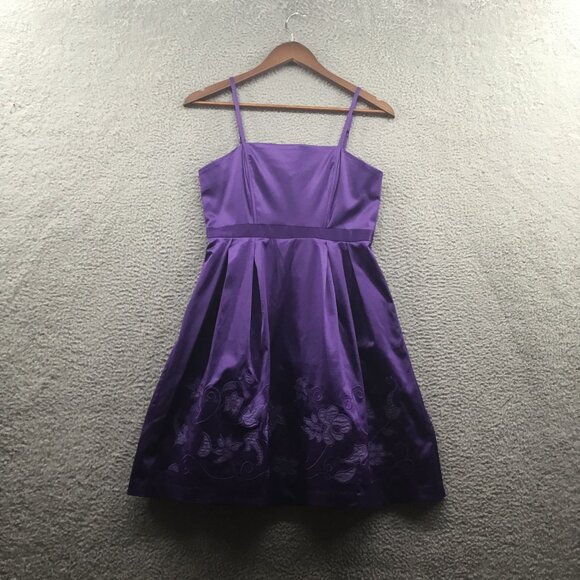Lucy Paris Strappy‎ Fit & Flare Satin Mini Dress Purple S - Picture 1 of 4